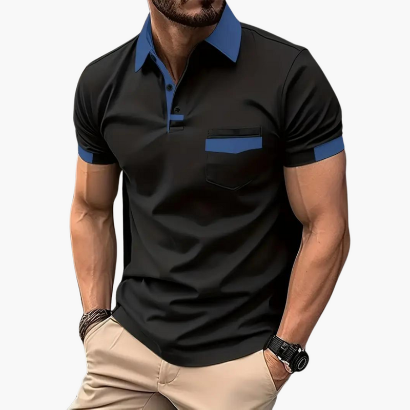 Men’s Short Sleeve Polo Shirt with Classic Collar – Plain One-Piece Top