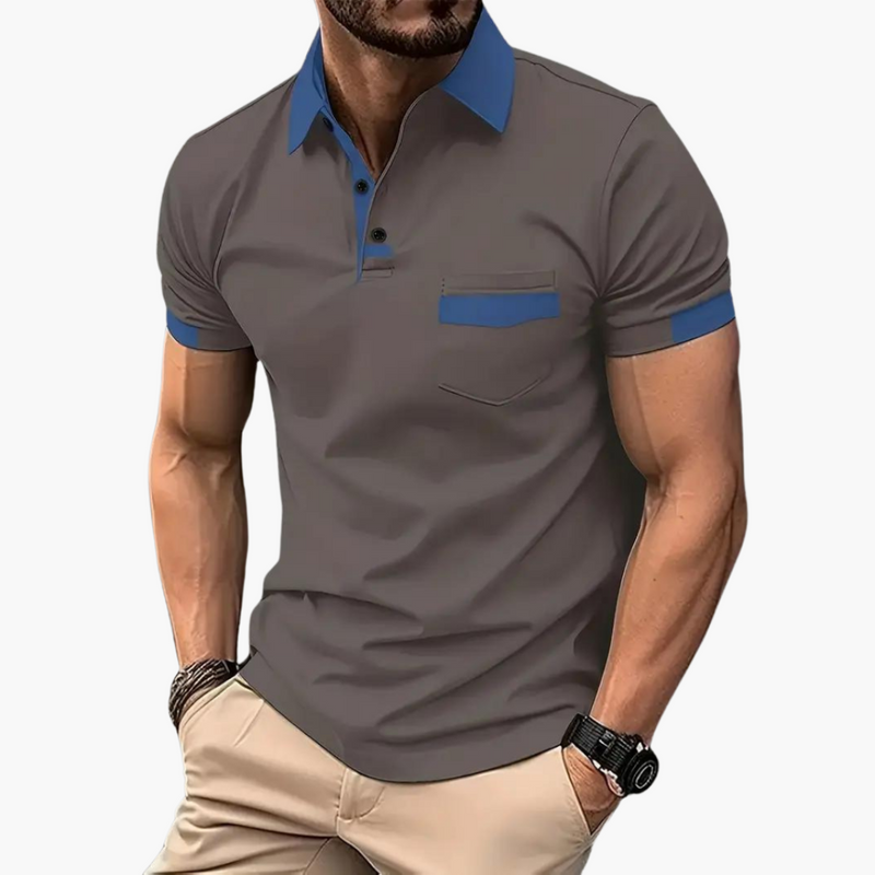 Men’s Short Sleeve Polo Shirt with Classic Collar – Plain One-Piece Top