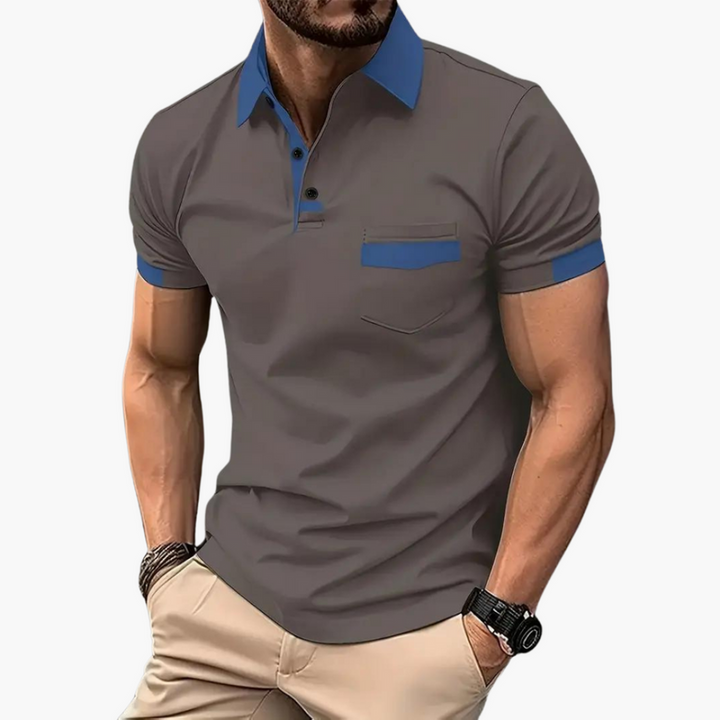 Men’s Short Sleeve Polo Shirt with Classic Collar – Plain One-Piece Top