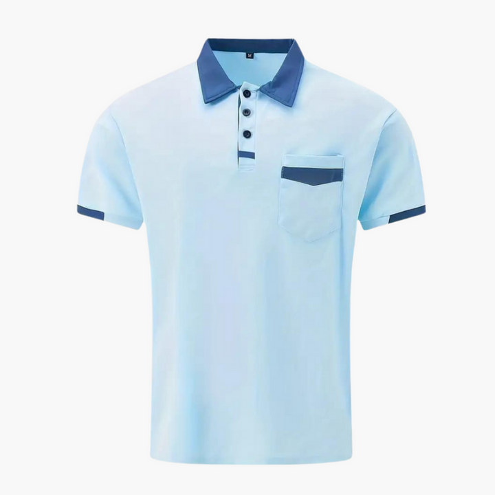 Men’s Short Sleeve Polo Shirt with Classic Collar – Plain One-Piece Top