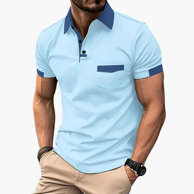 Men’s Short Sleeve Polo Shirt with Classic Collar – Plain One-Piece Top