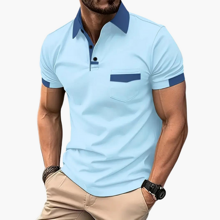 Men’s Short Sleeve Polo Shirt with Classic Collar – Plain One-Piece Top
