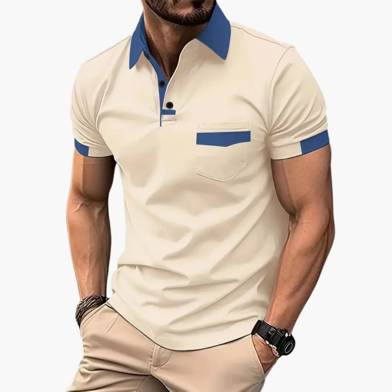 Men’s Short Sleeve Polo Shirt with Classic Collar – Plain One-Piece Top