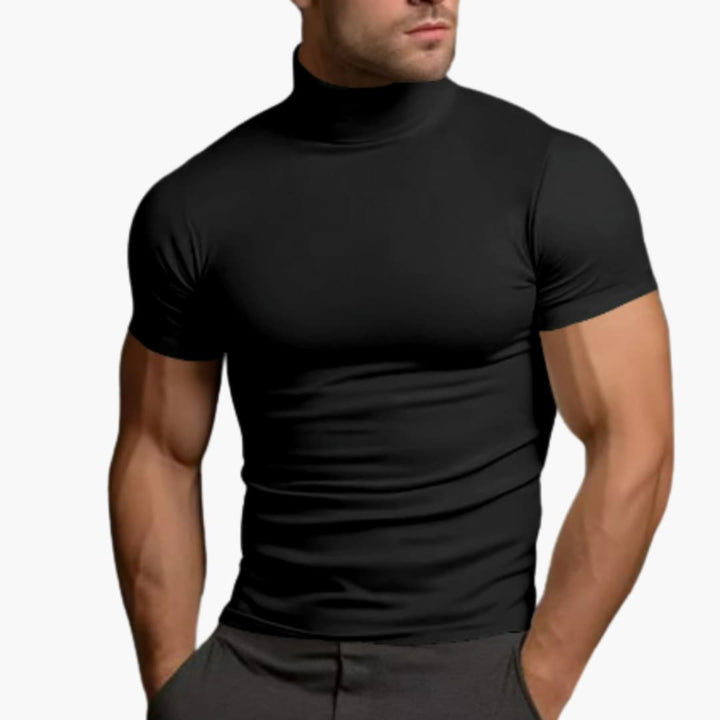 Men’s Short Sleeve Turtleneck T-Shirt – Plain Top