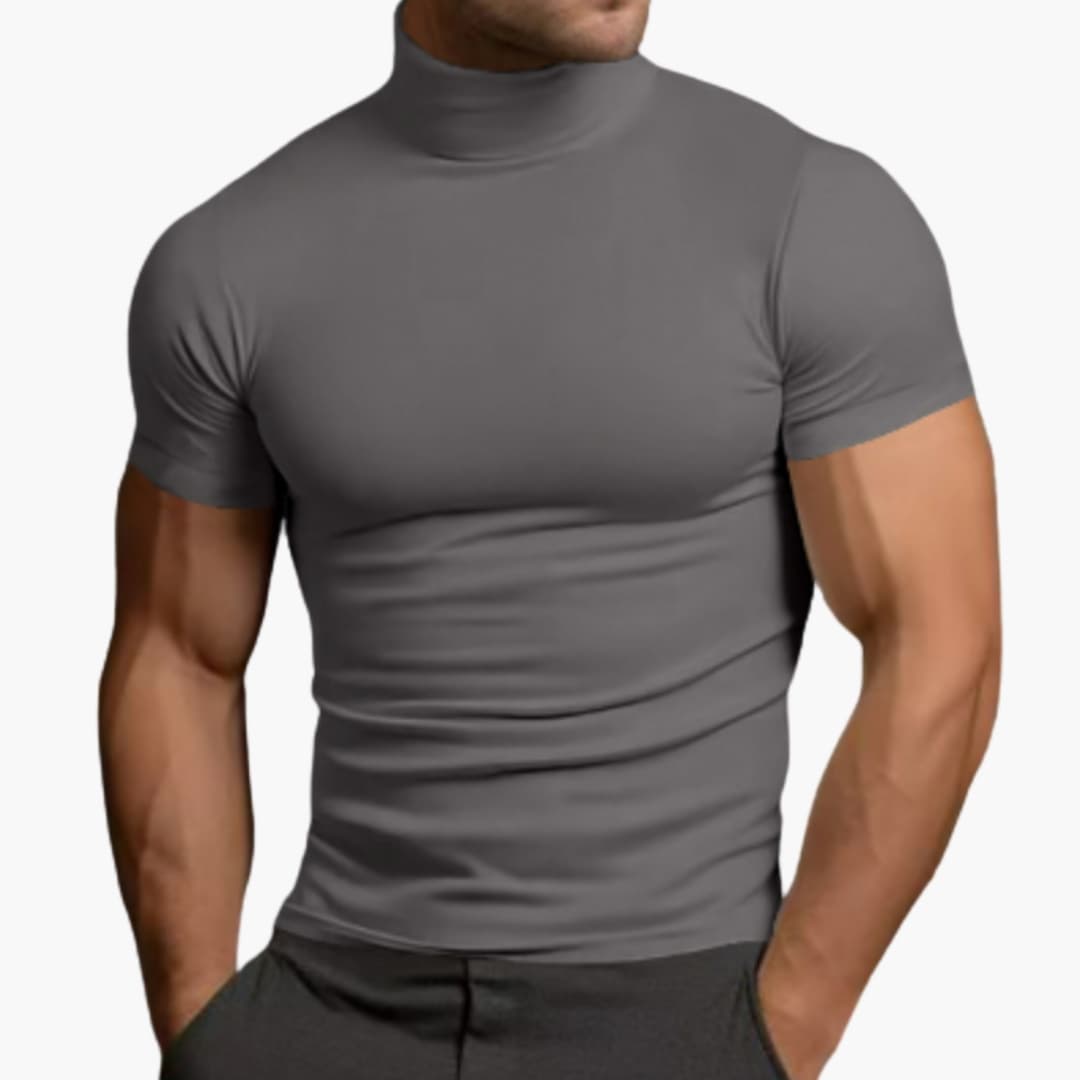 Men’s Short Sleeve Turtleneck T-Shirt – Plain Top