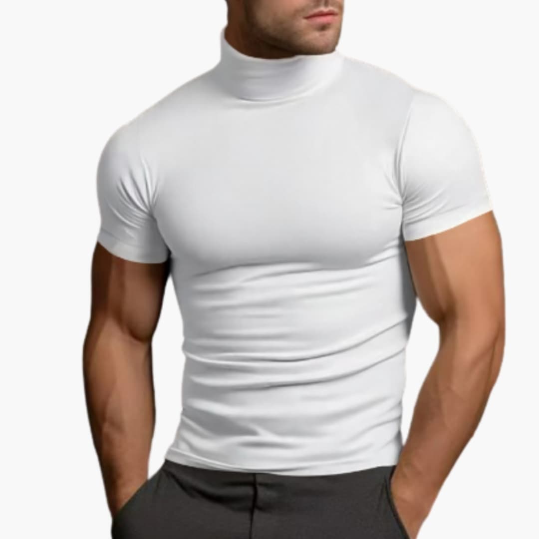 Men’s Short Sleeve Turtleneck T-Shirt – Plain Top