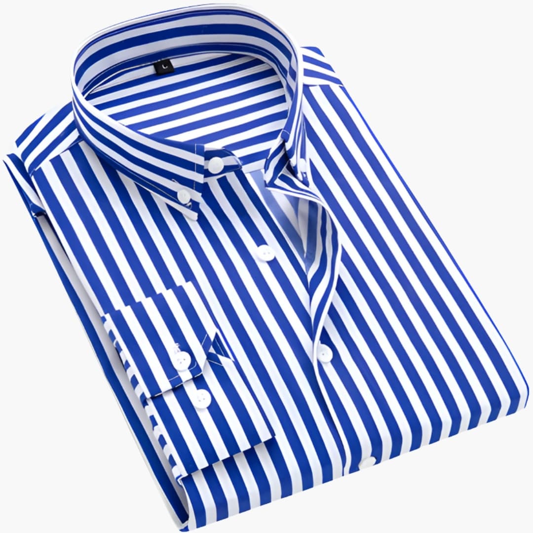 Men’s Striped Long Sleeve Button-Down Shirt