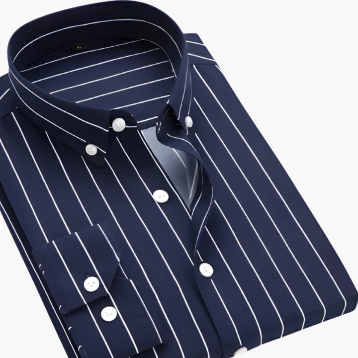 Men’s Striped Long Sleeve Button-Down Shirt