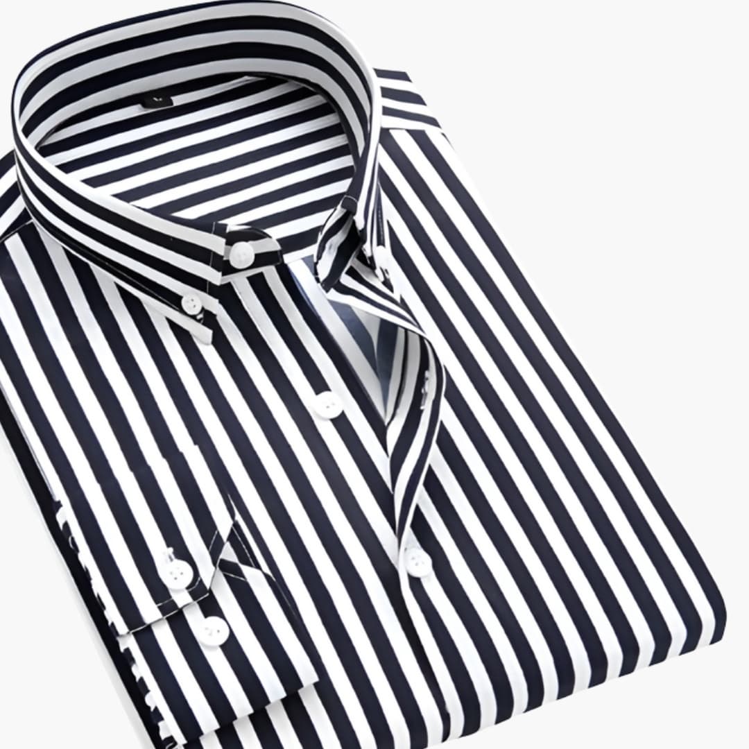 Men’s Striped Long Sleeve Button-Down Shirt