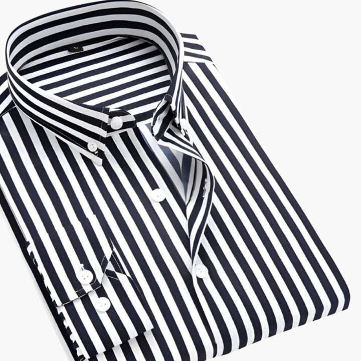 Men’s Striped Long Sleeve Button-Down Shirt