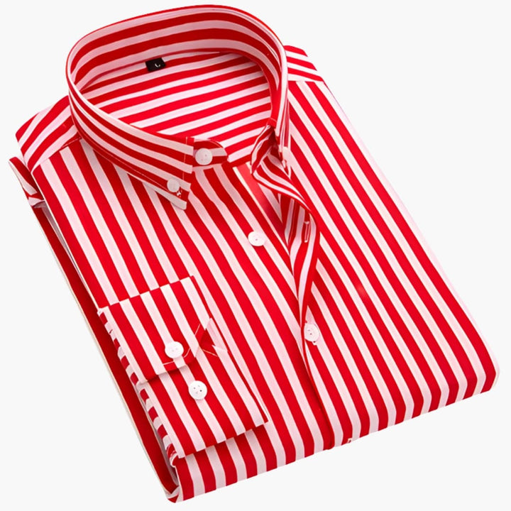 Men’s Striped Long Sleeve Button-Down Shirt