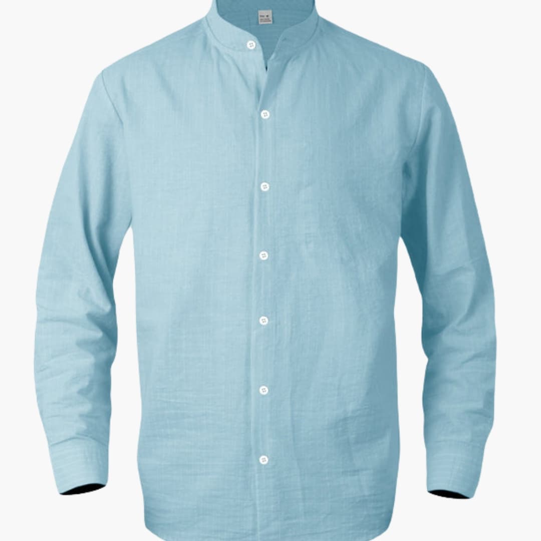 Men’s Striped Long Sleeve Stand Collar Button-Down Shirt