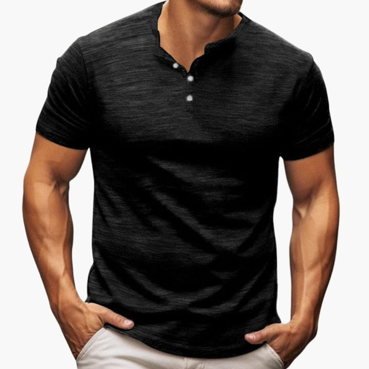 Men’s T-Shirt with Button Placket and Short Sleeves
