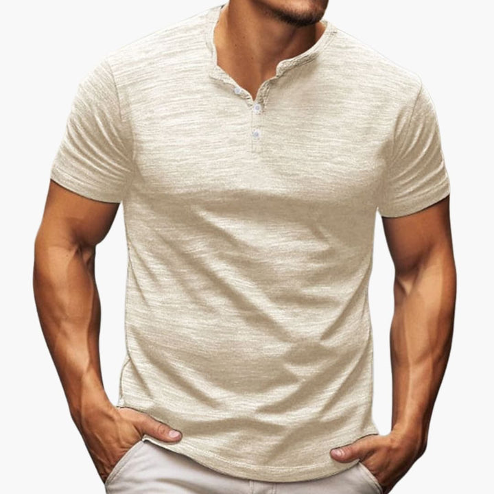 Men’s T-Shirt with Button Placket and Short Sleeves
