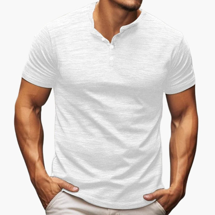 Men’s T-Shirt with Button Placket and Short Sleeves