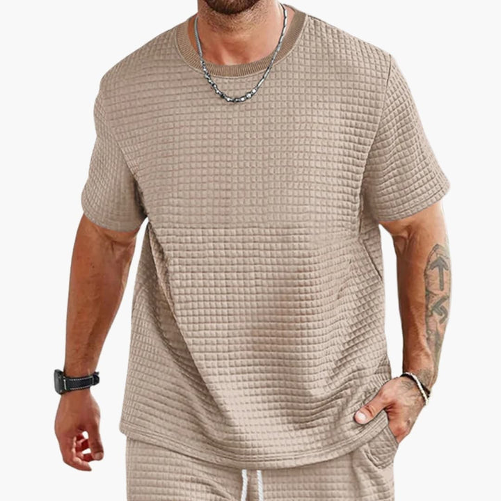 Men’s Textured Crew Neck Short Sleeve Casual T-Shirt