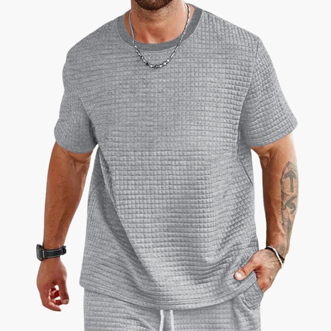 Men’s Textured Crew Neck Short Sleeve Casual T-Shirt