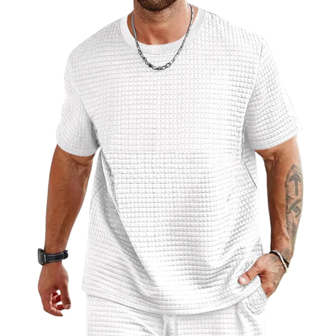 Men’s Textured Crew Neck Short Sleeve Casual T-Shirt