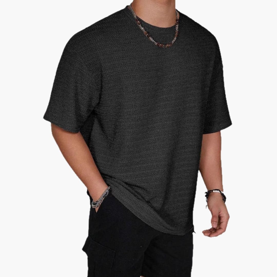 Men’s Textured Crew Neck Short Sleeve T-Shirt