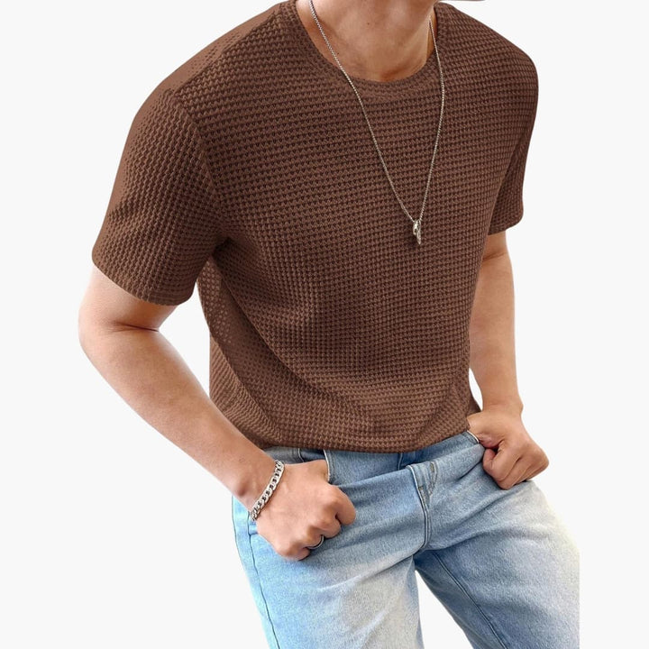 Men’s Textured Crew Neck Structured Short Sleeve T-Shirt