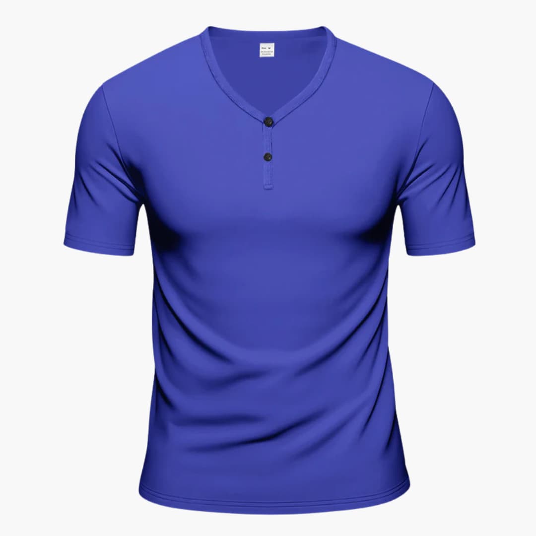Men’s Textured Henley Short Sleeve T-Shirt with Button Placket