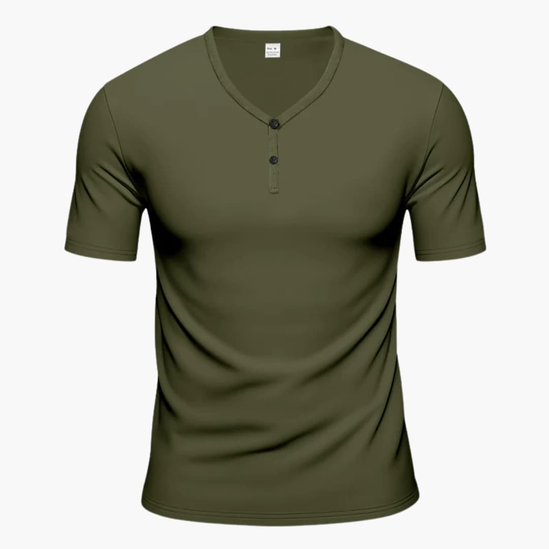 Men’s Textured Henley Short Sleeve T-Shirt with Button Placket