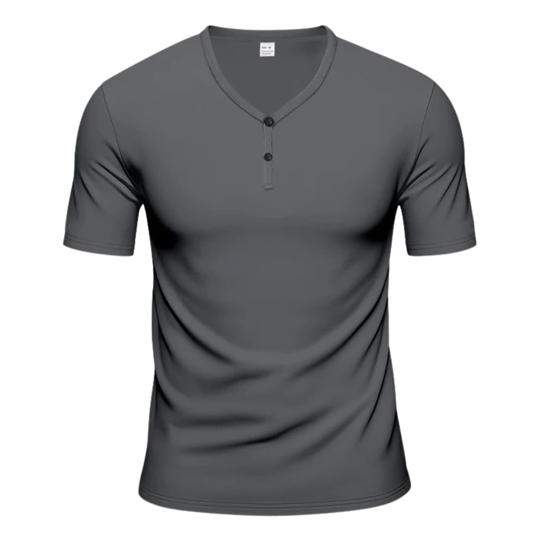 Men’s Textured Henley Short Sleeve T-Shirt with Button Placket