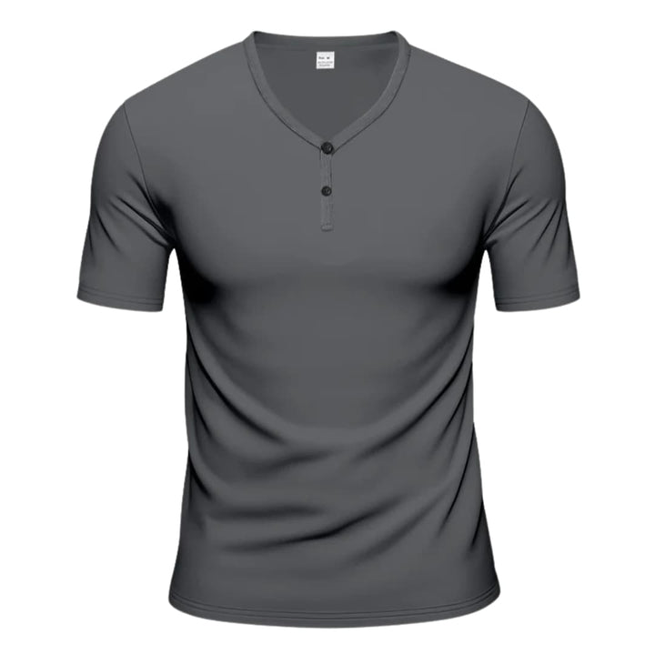 Men’s Textured Henley Short Sleeve T-Shirt with Button Placket