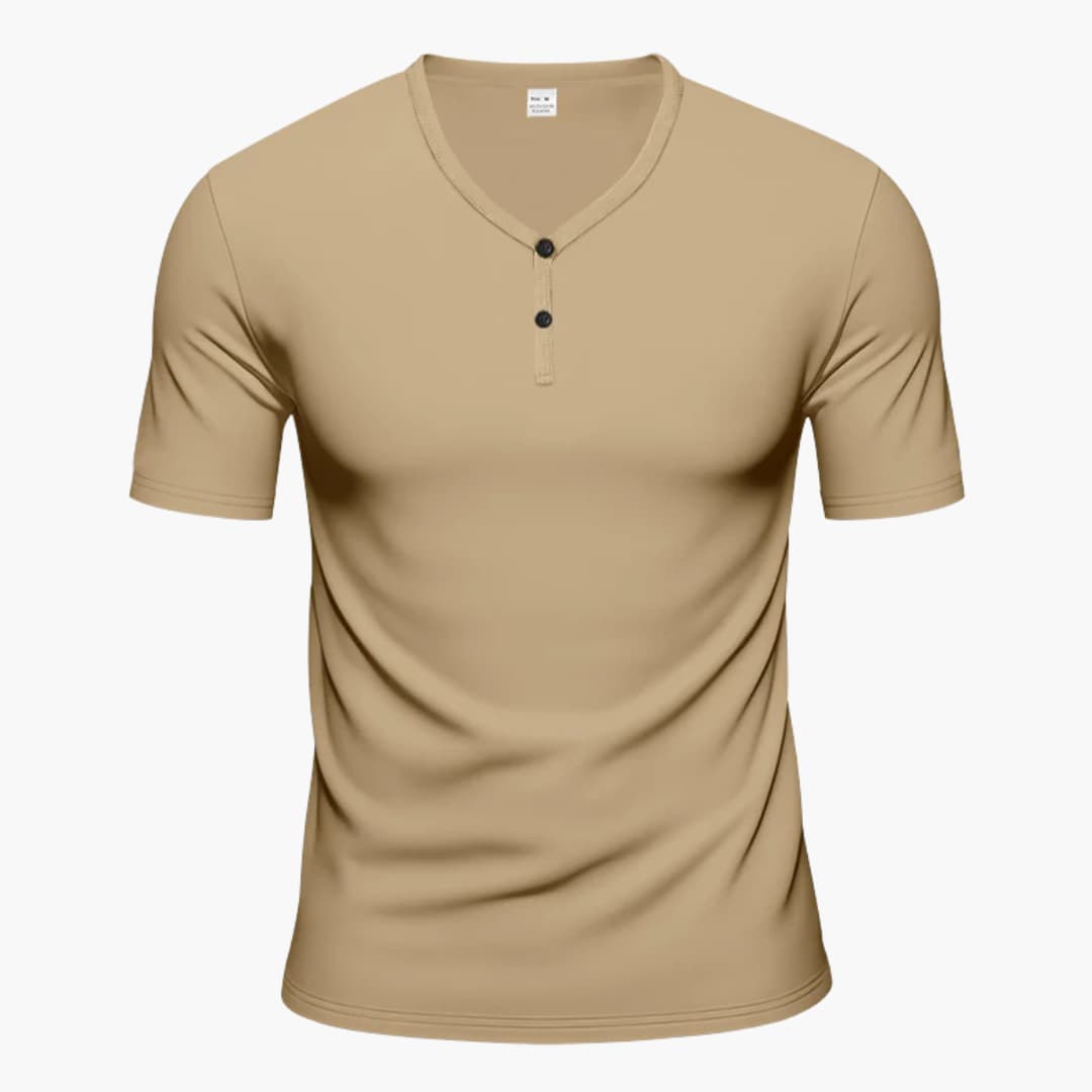 Men’s Textured Henley Short Sleeve T-Shirt with Button Placket