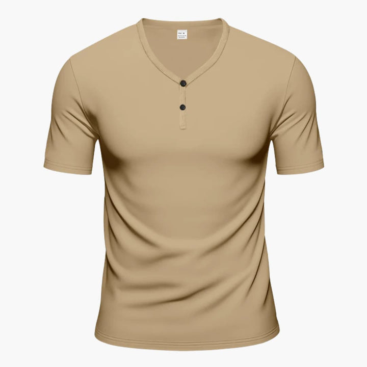Men’s Textured Henley Short Sleeve T-Shirt with Button Placket