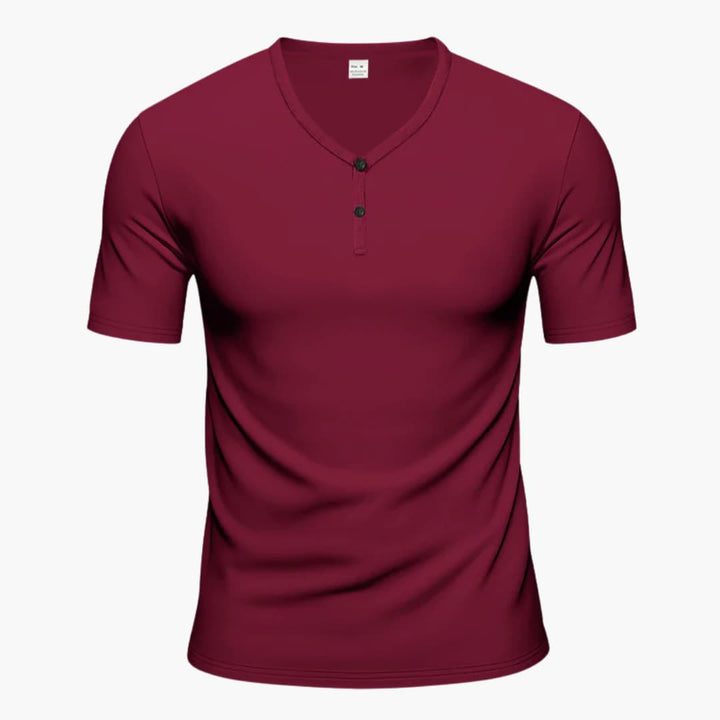 Men’s Textured Henley Short Sleeve T-Shirt with Button Placket