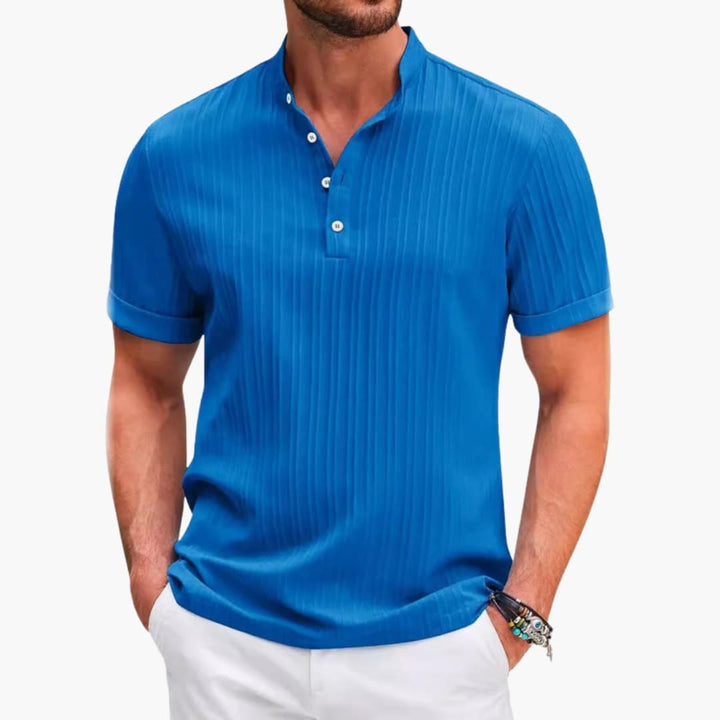 Men’s Textured Stripe Henley Short Sleeve T-Shirt