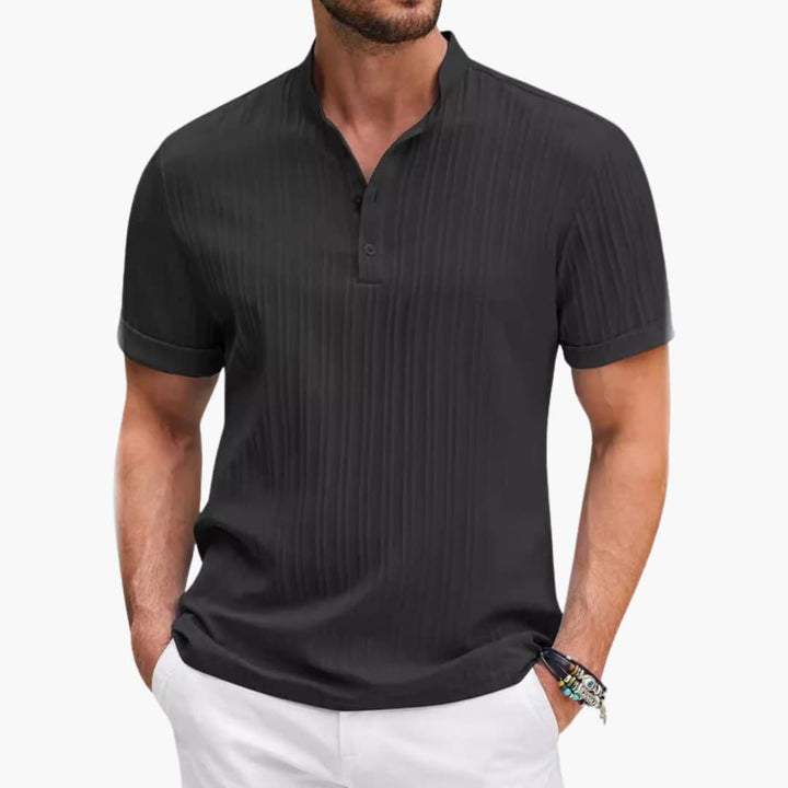 Men’s Textured Stripe Henley Short Sleeve T-Shirt