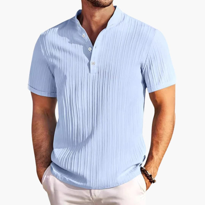 Men’s Textured Stripe Henley Short Sleeve T-Shirt