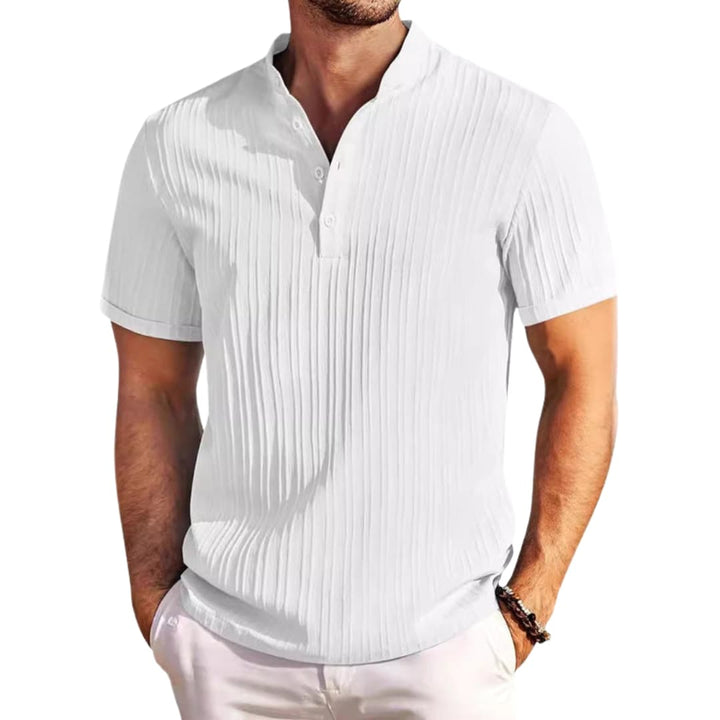 Men’s Textured Stripe Henley Short Sleeve T-Shirt
